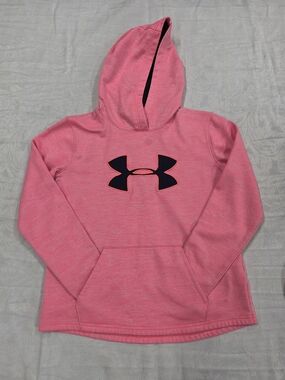 Under Armour Pink Hooded Pullover with Black Logo- Size S